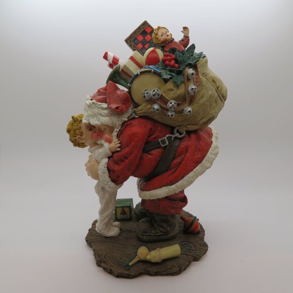 Christmas Santa Figurine Vintage Saturday Evening Post Embracing Hug Child Gifts - Picture 1 of 16